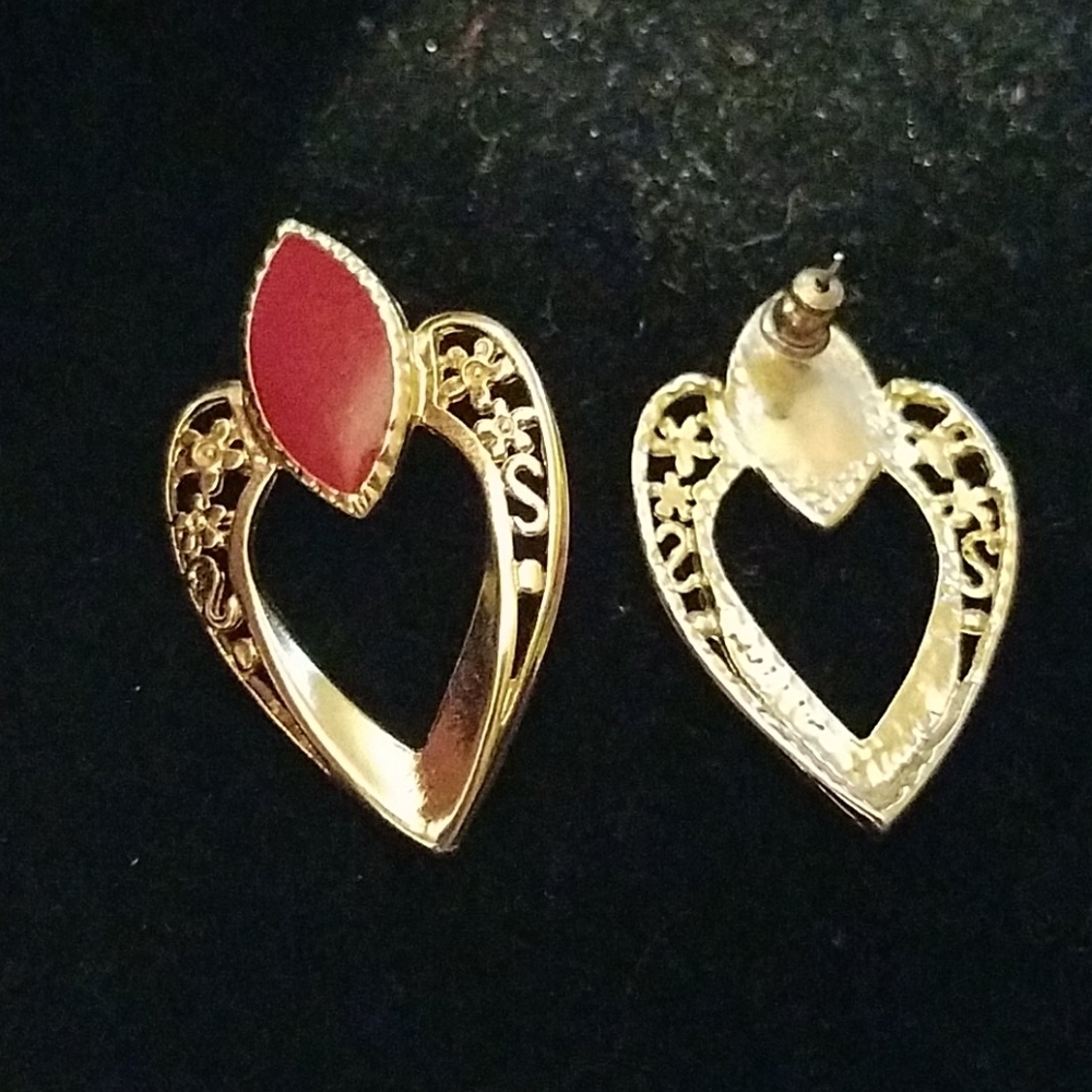 1980s Vintage Thick Gold Tone Earrings 1.75"